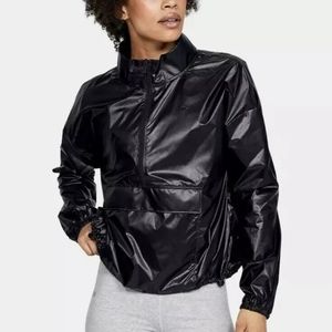 Under Armour UA Metallic Woven Anorak Black Jacket, Women’s Size L